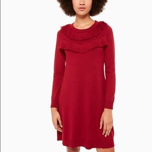 Kate Spade Deep Red Fringe Sweater Dress